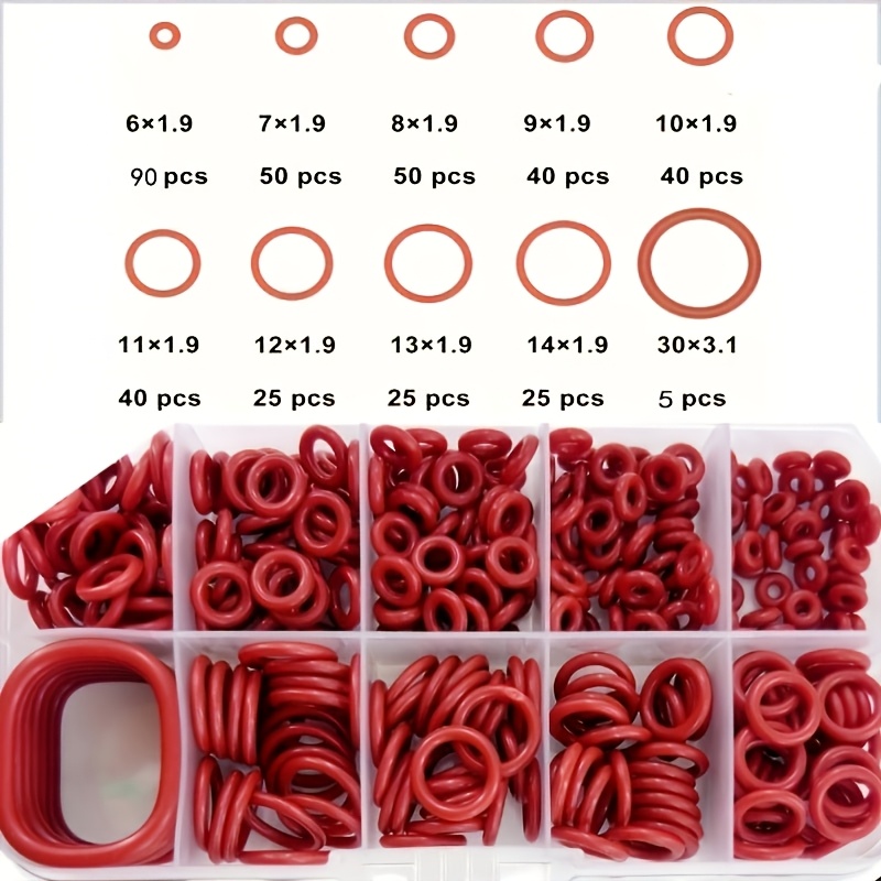 TEMU 390pcs O- Gasket Set - Oil And Heat Resistant, Various Sizes, Suitable For Automotive, Piping, And Industrial Use, Durable Assortment Pack,