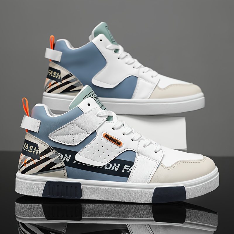 Zapatillas de skate de media caña con bloques de color a la moda para hombre, con una suela suave, duradera y ligera, perfectas para deportes y running. Zapatillas casuales de moda que son cómodas e ideales para primavera y otoño.