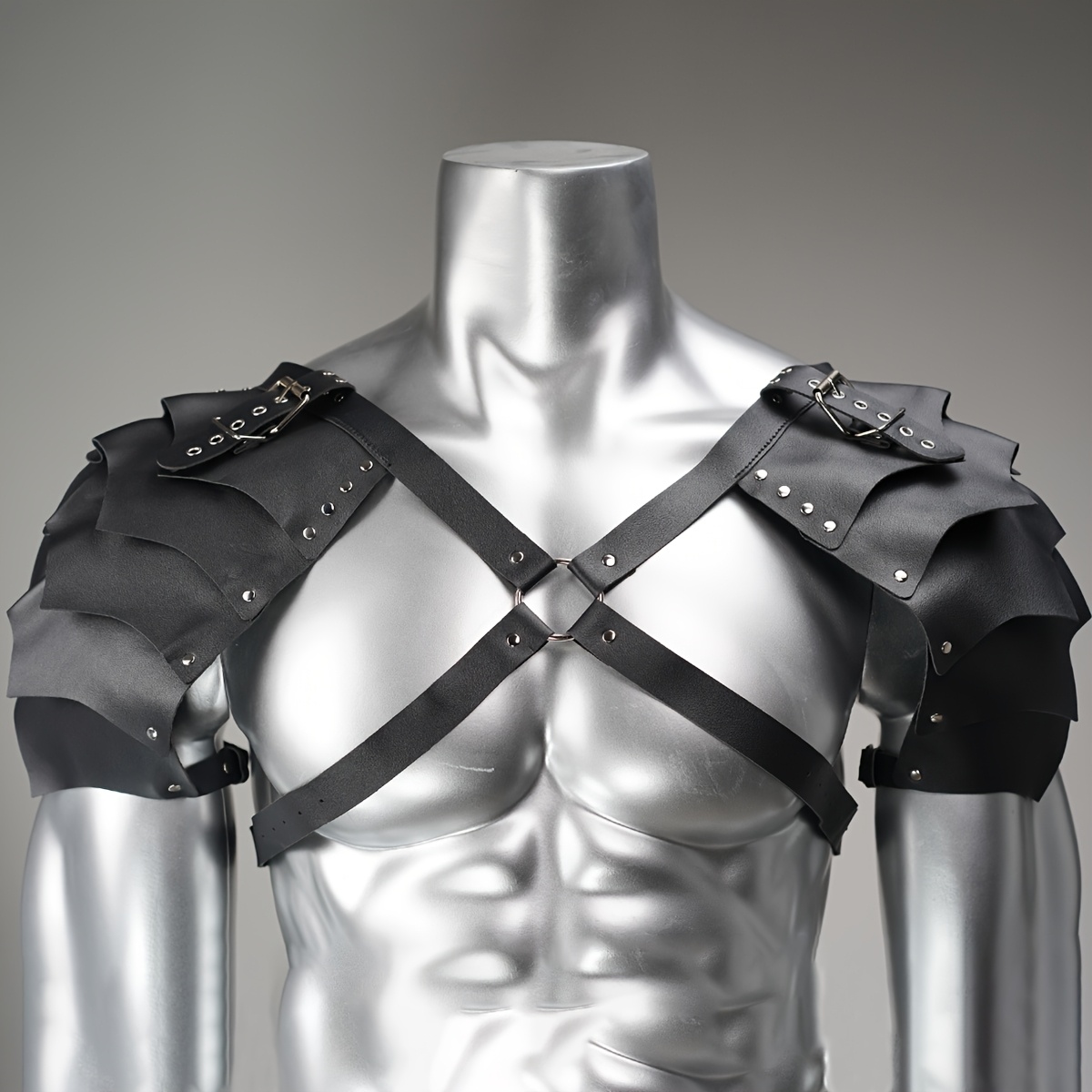 Image of Men's Shoulder Straps In A Medieval Knight Style, Body Chest Armor Warrior Suspenders, Party Outfit Accessory