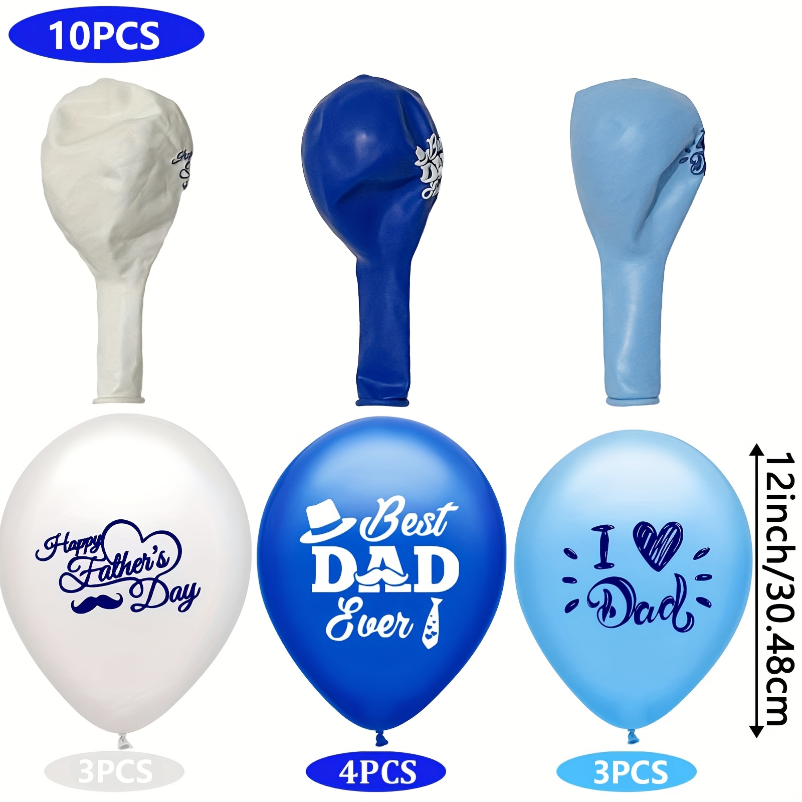 TEMU Father's Day Balloon Set, 10 Pack, 12-inch Latex Balloons, Suitable For Themed Celebrations, Containing Words Such As "", "best Dad" And "" For