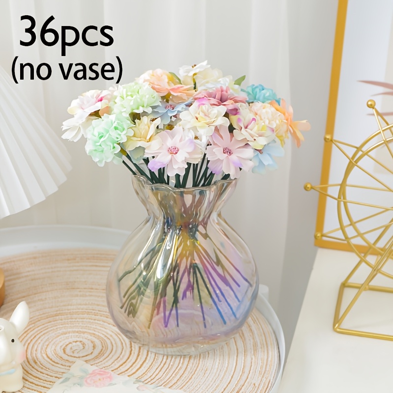 18/36pcs Artificial Artificial Flower With Stems, Multicolor Faux Flower Bouquets For Summer Decoration Wedding Home Decor Table Vase Arrangement