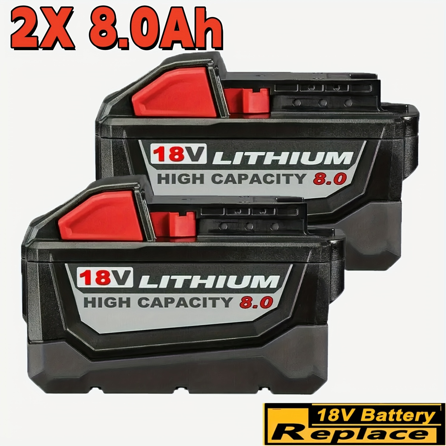 TEMU 2-pack 8.0Ah 18V M18 Batterie de Remplacement Pour Milwaukee M18 Batterie Compatible Avec Pour M18 Milwaukee XC Lithium-Ion Batterie 48-11-1850