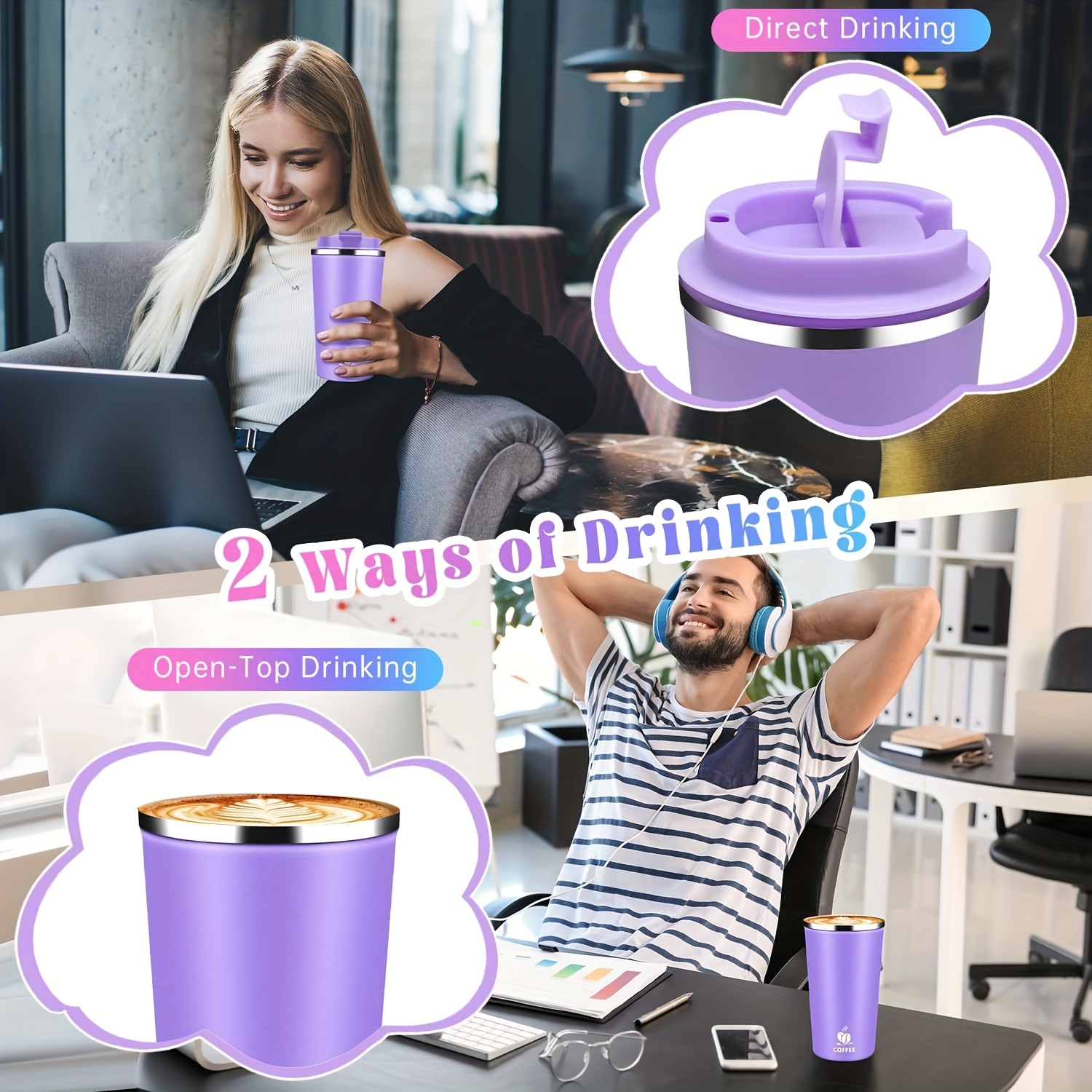 17oz Insulated Travel Coffee Mug with Flip Lid – Leakproof, High-Quality Stainless Steel Tumbler for Hot & Cold Drinks, Perfect for Camping, Office, Home, and Outdoor Adventures, Coffee Travel Mug