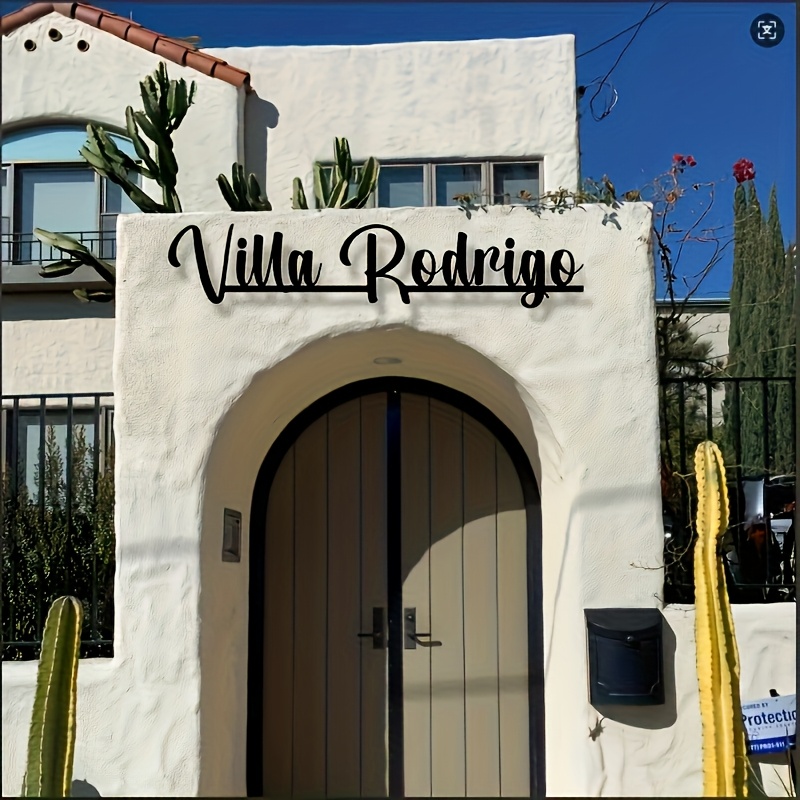 TEMU 맞춤형 금속 레터 하우스 사인 - 개인화된 빌라 및 농장 이름 플라크와 우아한 스크립트 디자인, 편집 가능한 이름과 주소, 내구성 있는 야외 벽걸이 메탈 사인, 전력 불필요, 크리스마스, 발렌타인데이, 어머니날, 졸업을 위한 완벽한 집들이 선물, 팜하우스 러스틱 장식, 아치형 창문 프레임