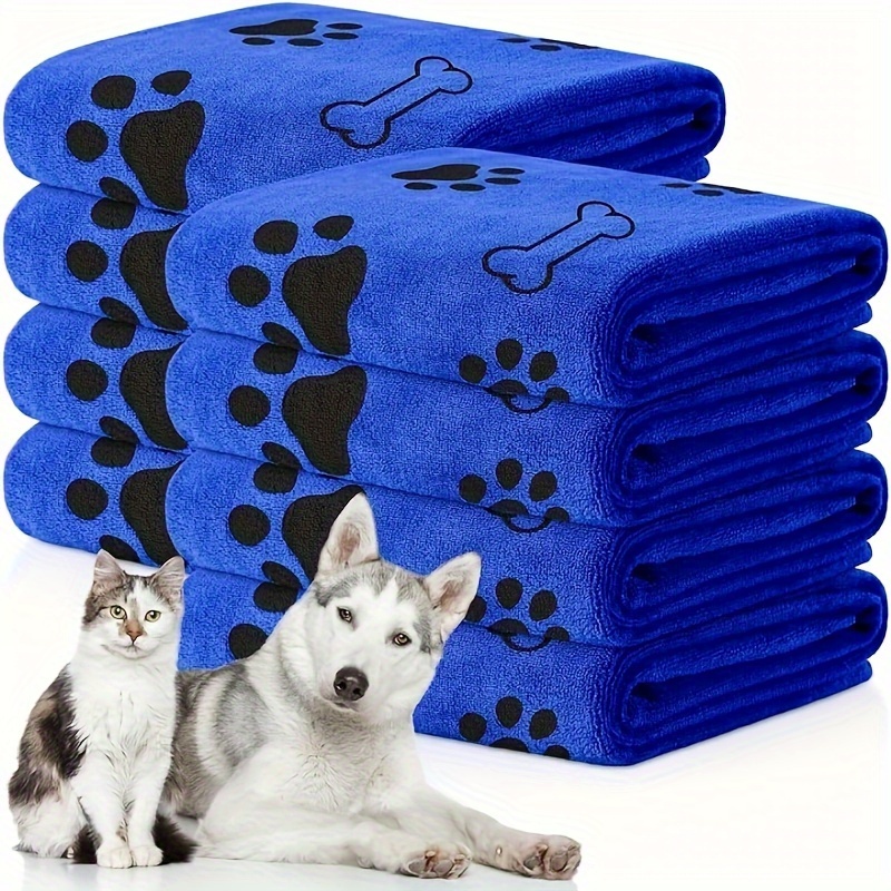 

Dog Bath Towel Set, 2-pack, Soft And Absorbent Microfiber Towels With Cute Paw Print Design, Quick-drying And Gentle On Furry Friends