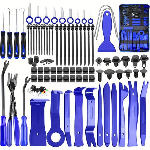 pry kit 238pcs trim removal tool fastener remover plastic pry tool kit cable clips pin bumper retainer clip set with storage bag for stereo audio dash window