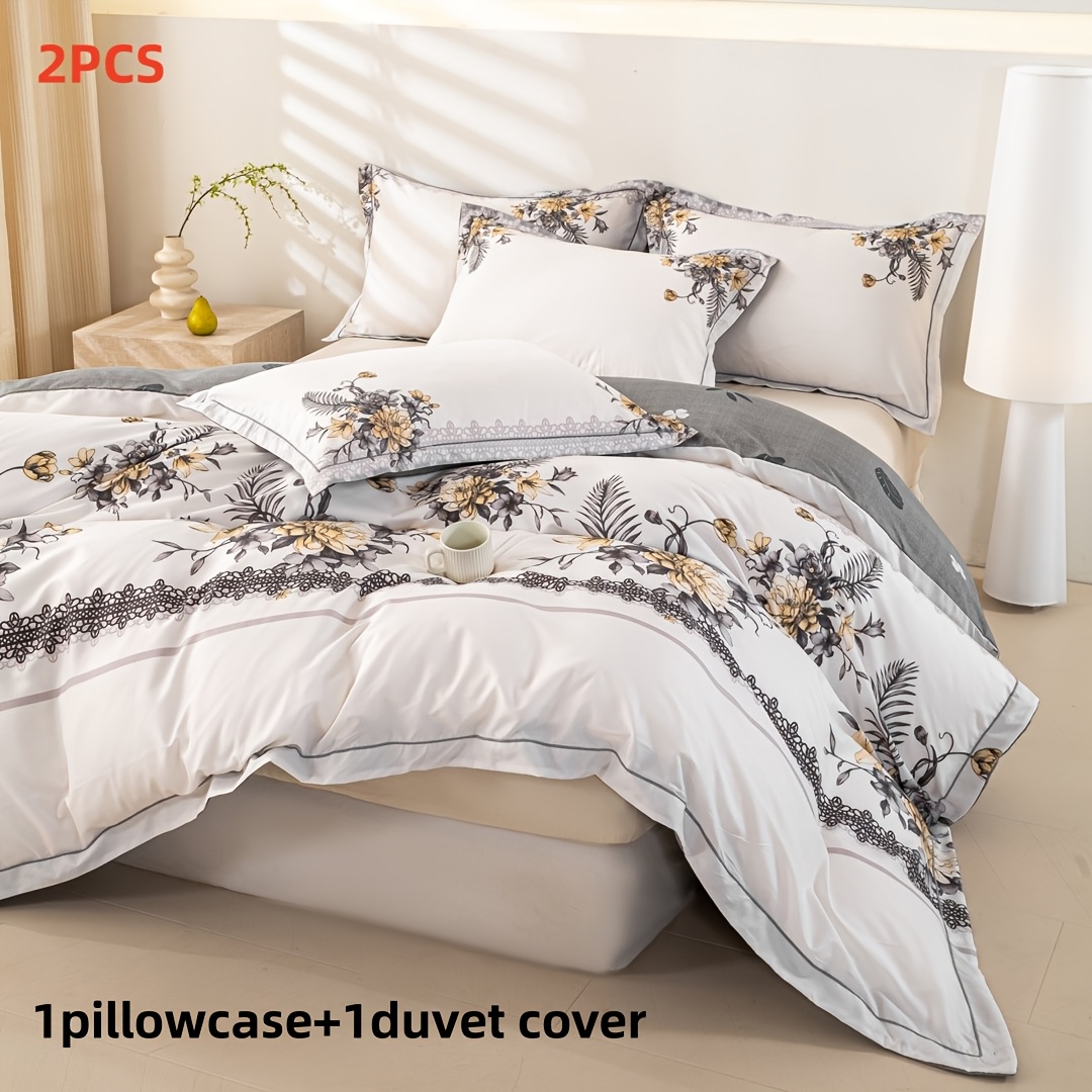 Image of 2/3pcs, 1 Duvet Cover And 1/2 Pillowcases Bedding, 135 X 200cm Brushed Duvet Cover Set, With One-line On Edges To Match Background Color (duvet Cover And Pillowcases)