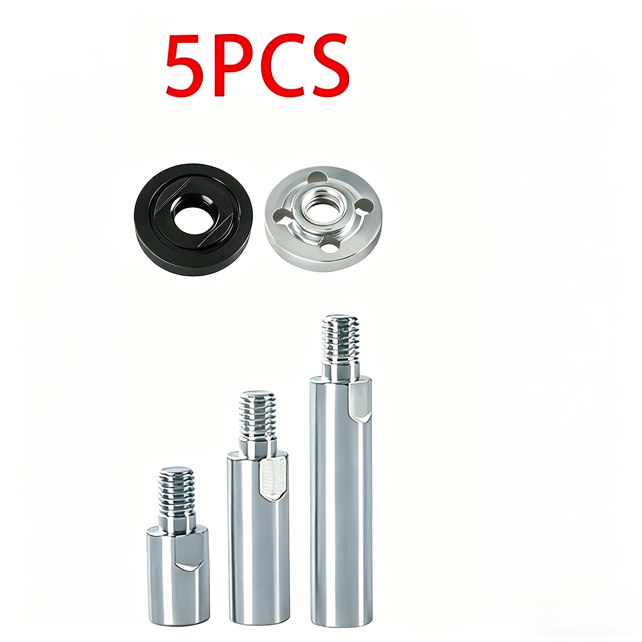 TEMU 5pcs Angle Grinder Extension Rod Set - M10 Thread (40/60/80mm/with Upper And Lower Plates) - Suitable For 100-type Angle Grinders, Extending