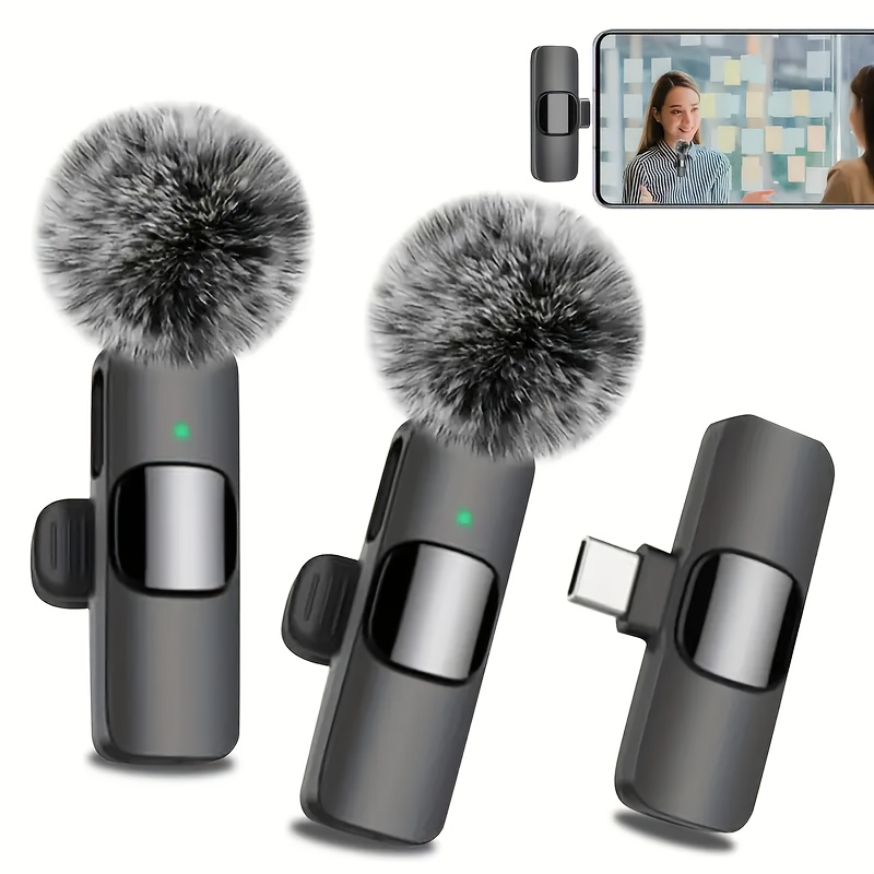 Kouzone Mini Microphone de Cravate Sans Fil USB-C pour Utilisation Extérieure Printemps, Compatible avec les Appareils Android - Microphone à Pince à Réduction de Bruit pour l'Enregistrement, Adapté pour l'Enregistrement Vidéo, Tiktok, Vlog avec Audio Clair et Réduction du Bruit