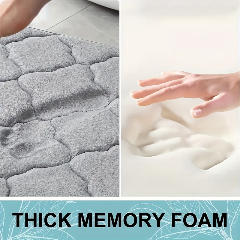 1pc flannel memory foam bath mat non slip absorbent bathroom rug machine washable shower mat for home bathroom decor fall season accessory no electricity required details 2