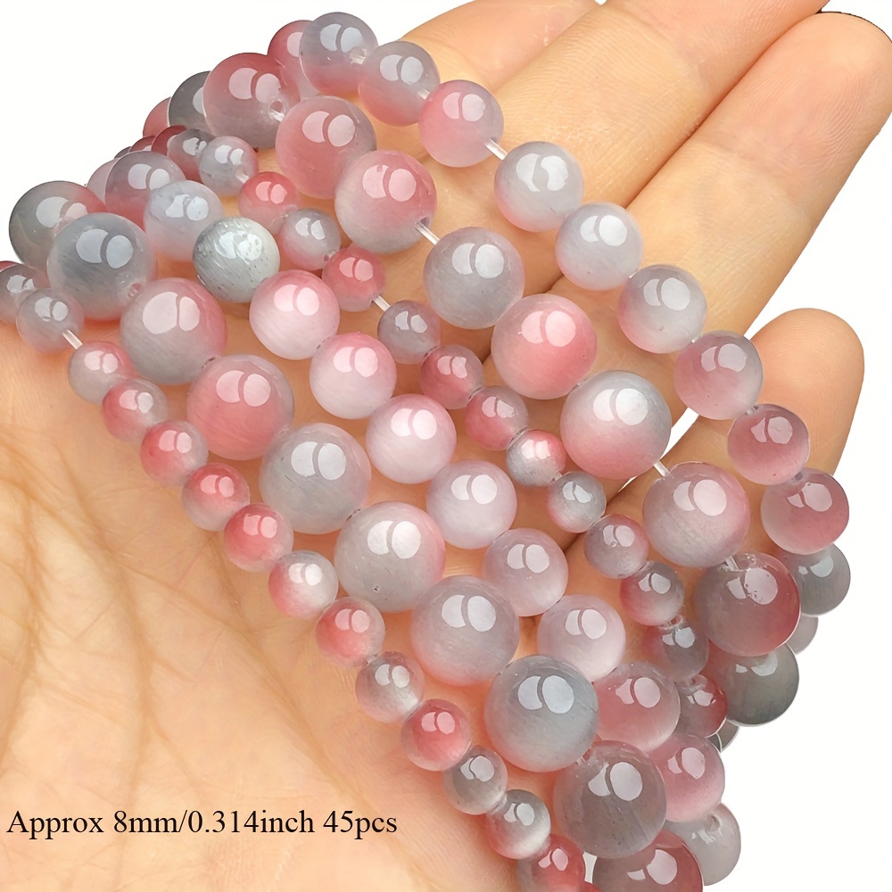 TEMU Annebeads Natural Stone Beads - Dual Eye Beads For Jewelry Making, Diy Bracelets And Necklaces - 6/8/10mm Size Spacer Beads, 15 Inch Strand