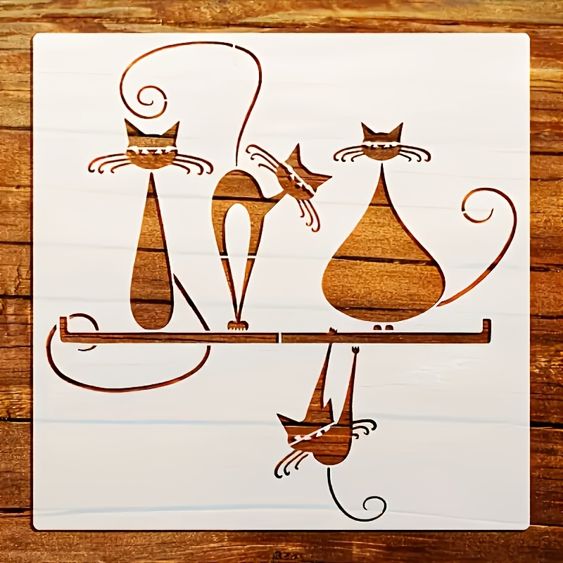 TEMU Pochoir réutilisable géométrique de chat, convient pour l'artisanat, la décoration murale et la fabrication de cadres photo. Le modèle mesure