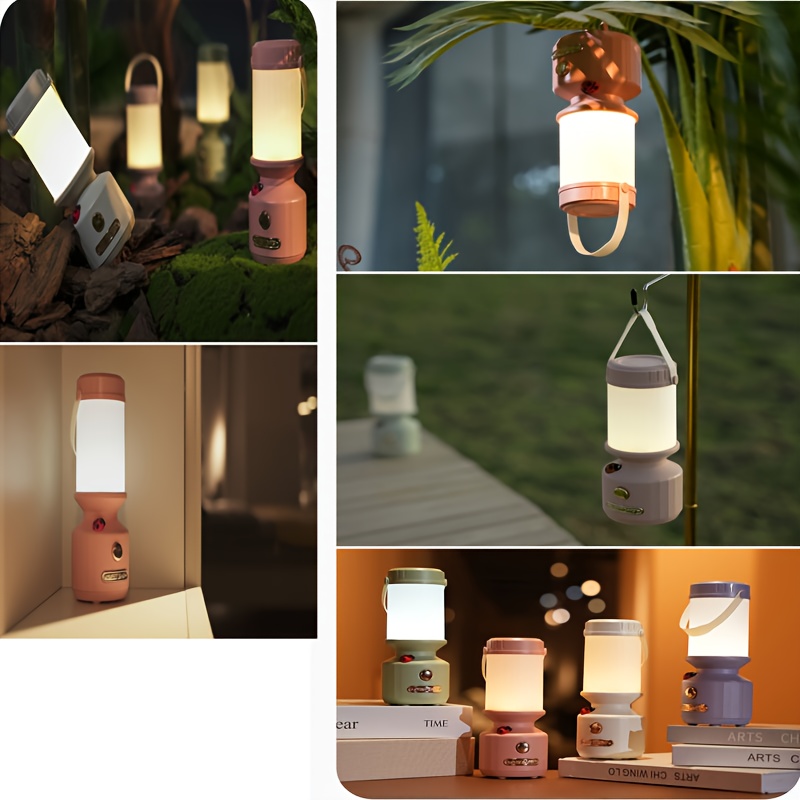 ladybug   bedside reading lamp portable rechargeable led night light with adjustable brightness 3 color     design battery powered for dorm bedroom study office dorm room lighting durable plastic body polished   button control operation dorm room lighting modern lighting lightweight design Product details 2