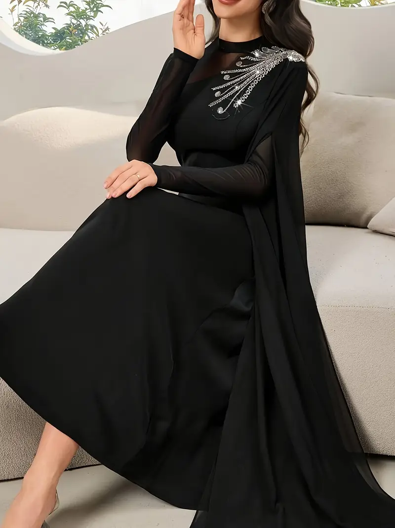 elegant black long sleeve evening dress semi - Temu United Arab Emirates elegant black long sleeve evening dress semi - Temu United Arab Emirates