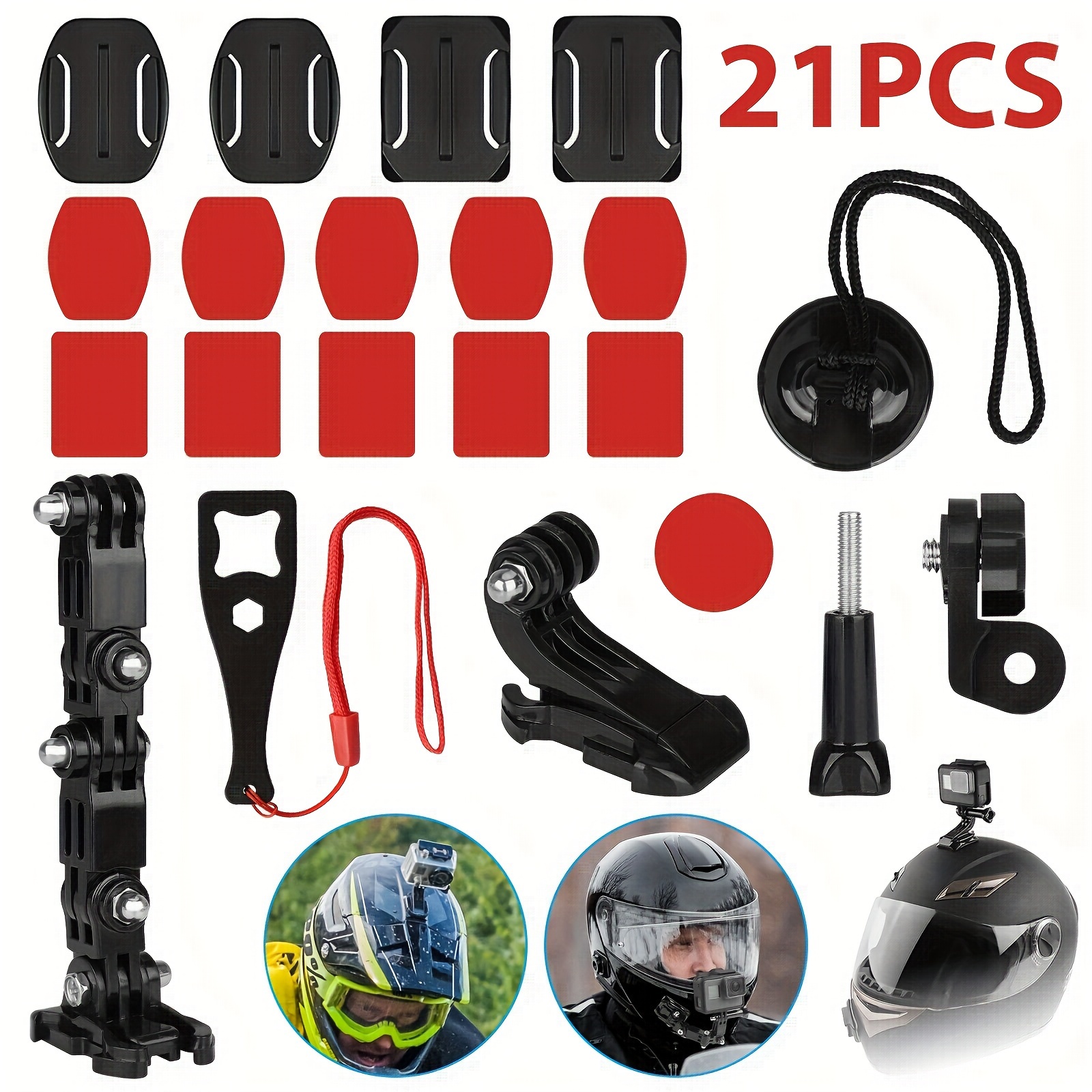 

21pcs Motorcycle Helmet Chin Mount Kit For Hero 10/9/8/7/6/5 Sport Camera Holder, Outdoor Photography Accessories