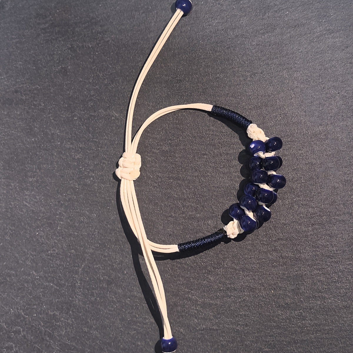 Boho Adjustable Bracelet with Red Ceramic Beads - Ethnic Style Women's Jewelry