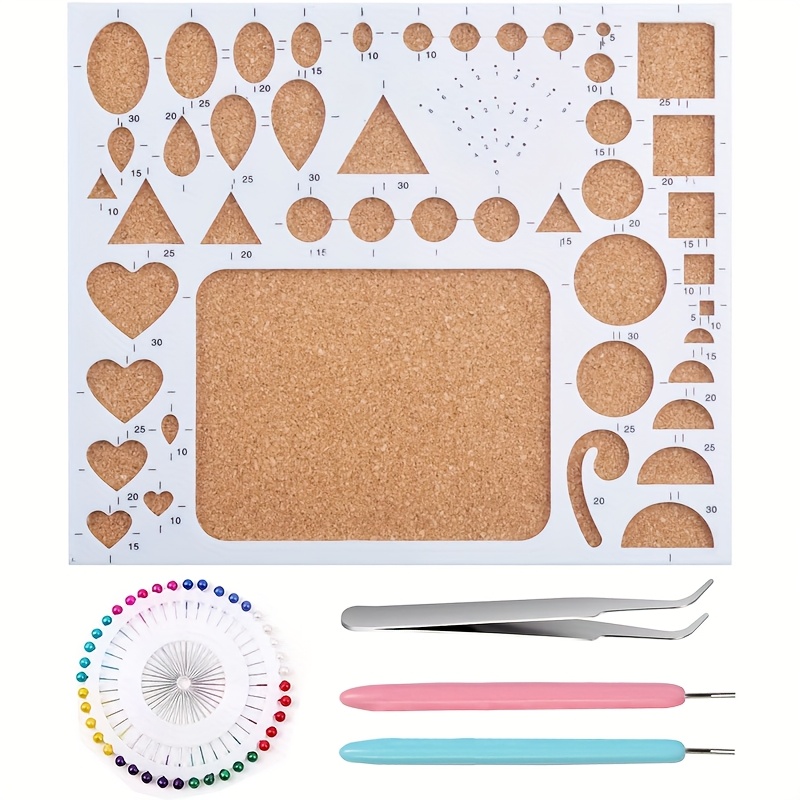 TEMU [1 Set Of Paper Quilling Template Board Quilling Mould]a Set Of Paper Craft Rolling Tools With 2pcs Quilling Slotted Tools And 40pcs Pearl Head