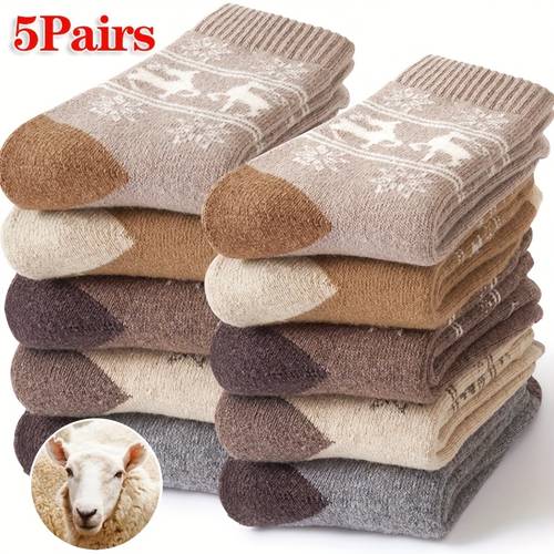 5 pair womens socks autumn winter plush lined thickened calf socks snow socks warm sleep floor socks socks