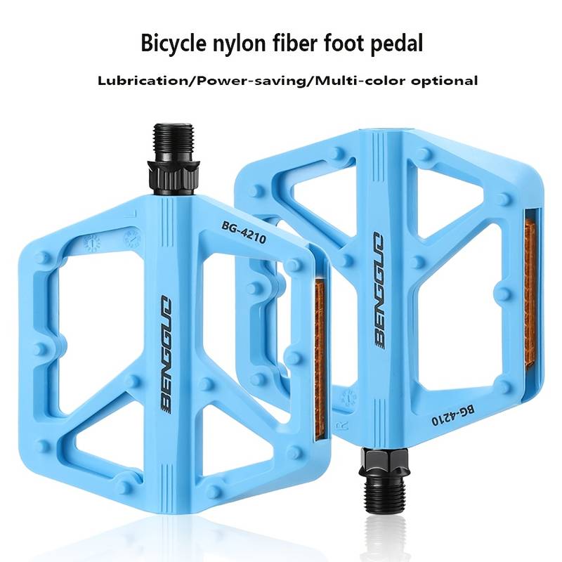 Nylon MTB Bike Pedals With DU Sealed Bearings & Reflectors - Anti-Slip Platform Pedals For Mountain Cycling