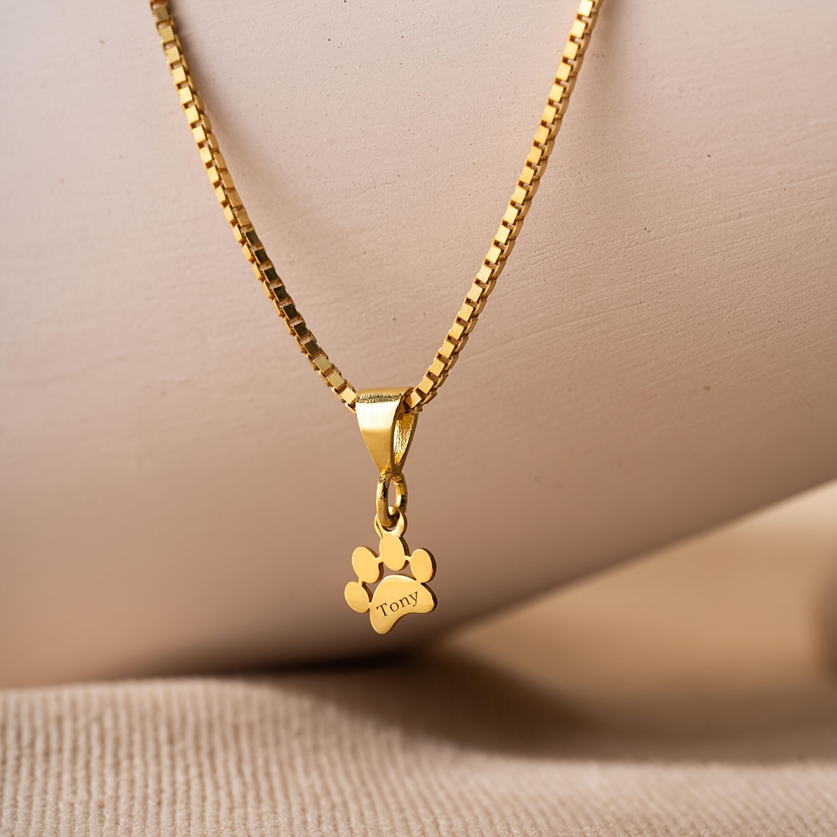 E-shop Personalisierte Damen-Mode-Katzenpfoten-Anhänger-Halskette, 18K vergoldeter Edelstahl, anpassbare englische Katzenpfote, niedlicher Schmuck,