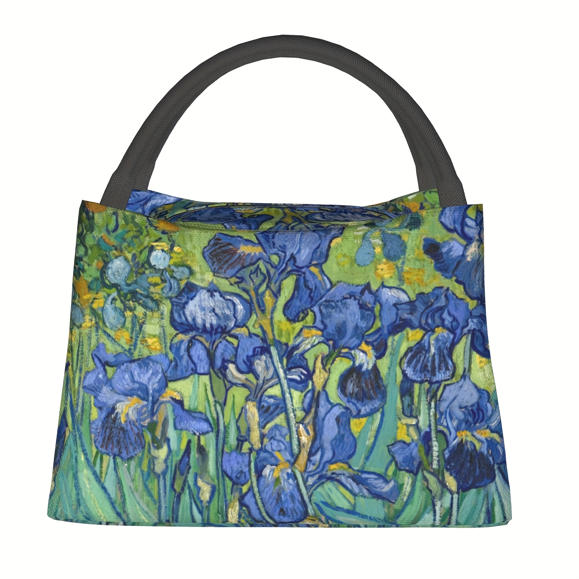 TEMU 1pc Oil Painting Flower Pattern, Portable And Reusable Refrigerated Bag, Insulated Lunch Bag, A Must-have Item For Camping , Homes, Offices, And