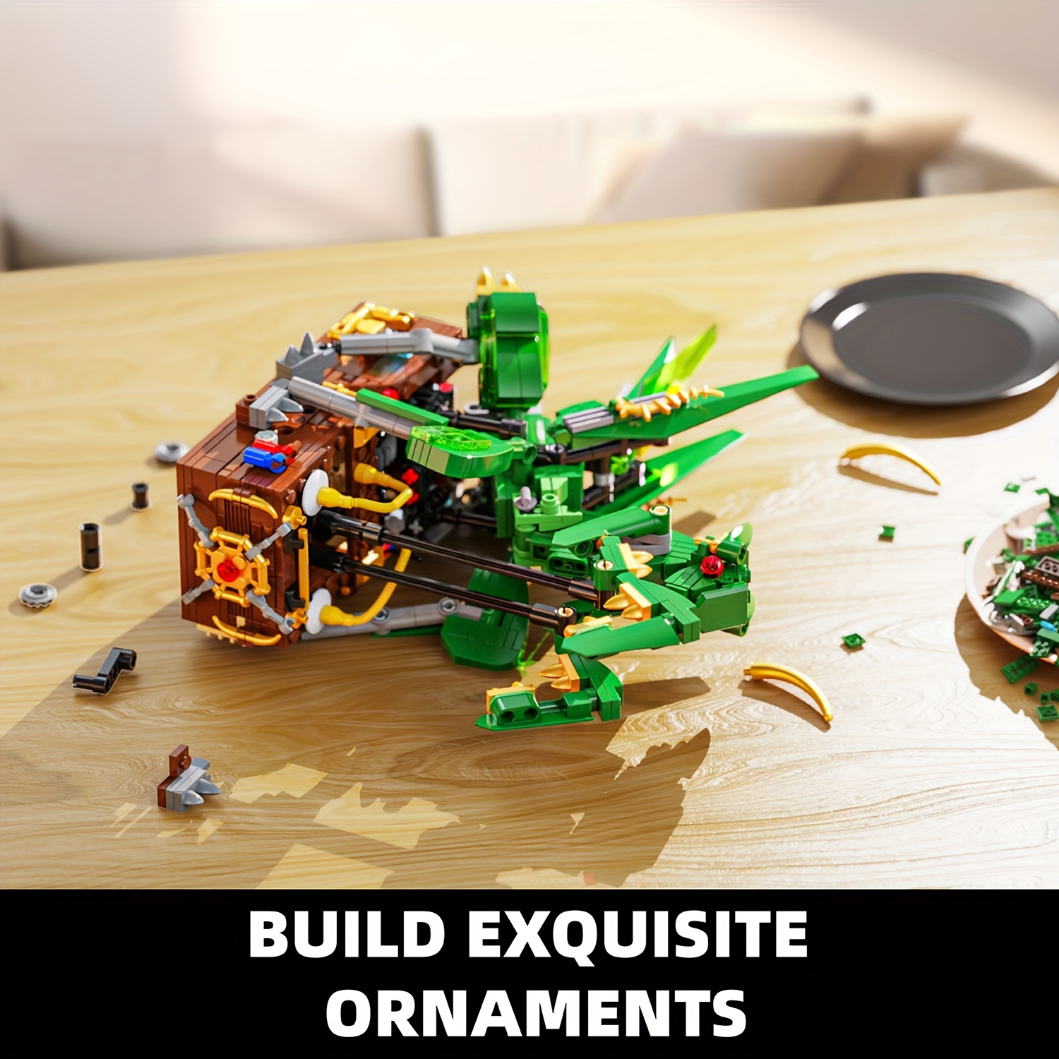 613pcs Green Mantis Building Block Toy Assembly Model Set