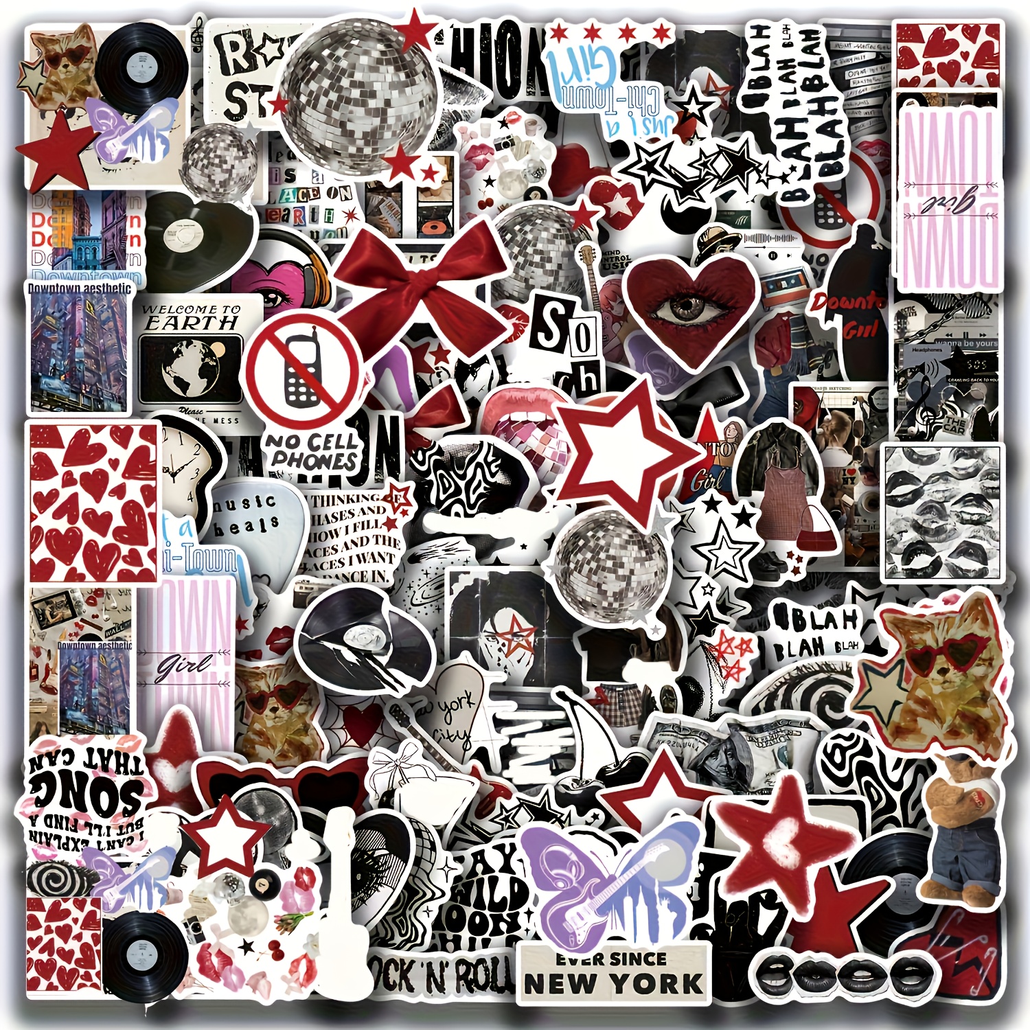 100pcs vintage european and american y2k fun graffiti stickers mixed color paper single use for luggage guitar car skateboard notepad
