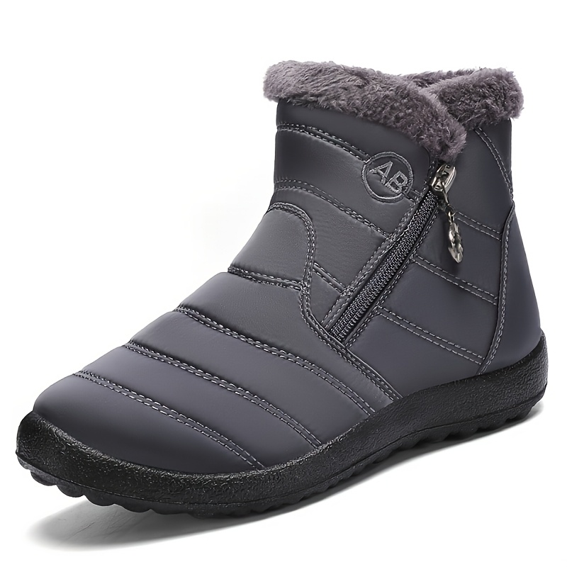 Women's Fleece Lined Side Zipper Winter Ankle Boots, Casual Wear