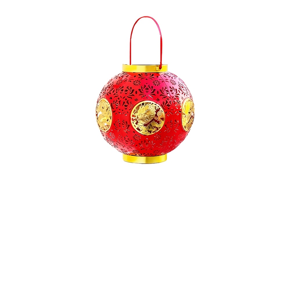TEMU Traditional Chinese Ironwork With Dragon & Phoenix Hollow Cut-out Patterns - Round Spherical Hanging Decoration Suitable For New Year, Spring