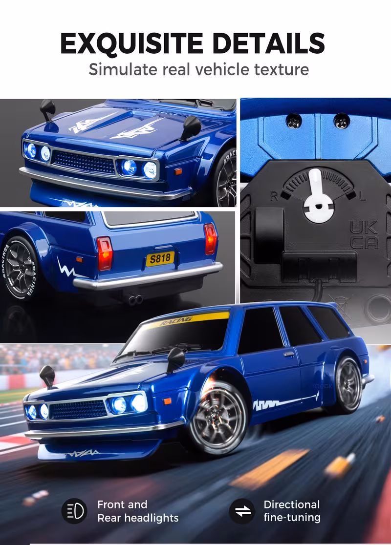 1 24 4ghz full proportional 4wd car model with led lights suitable birthday gifts and holiday gifts Product details 4