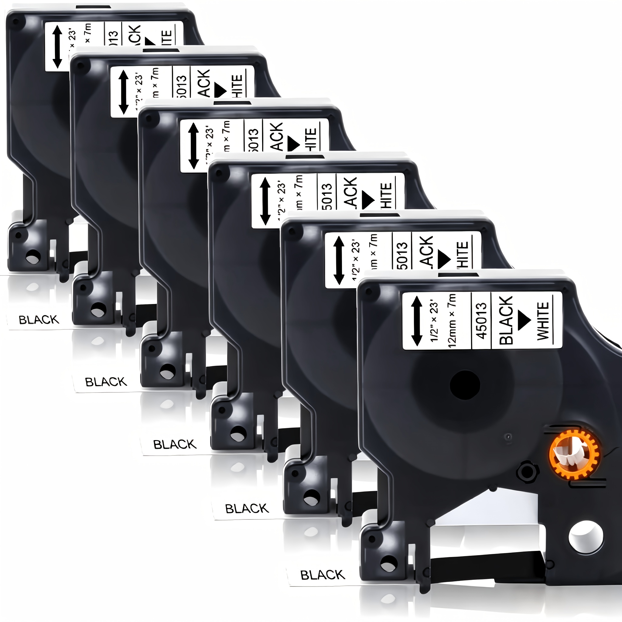 TEMU Lot de 6 recharges de ruban d'étiquettes D1 compatibles avec l'étiqueteuse D1, ruban en adapté pour D1 Label Manager 160/280/210D/360D/420P,