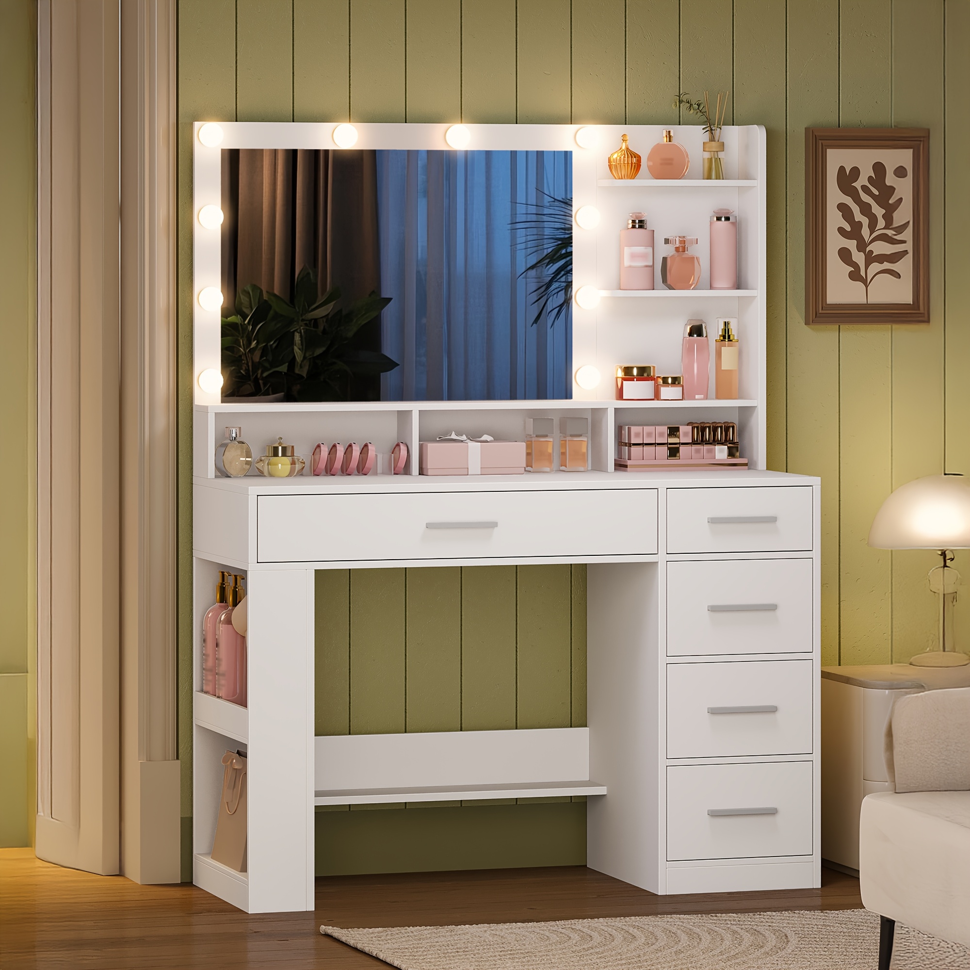 Dressing Table with Large HD Mirror and LED Lighting