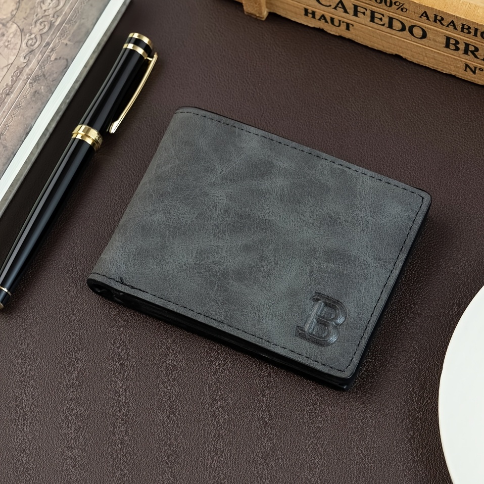 Brand 's Short , Retro Frosted Fabric Multi-card Holder Wallet, For Men's Gifts