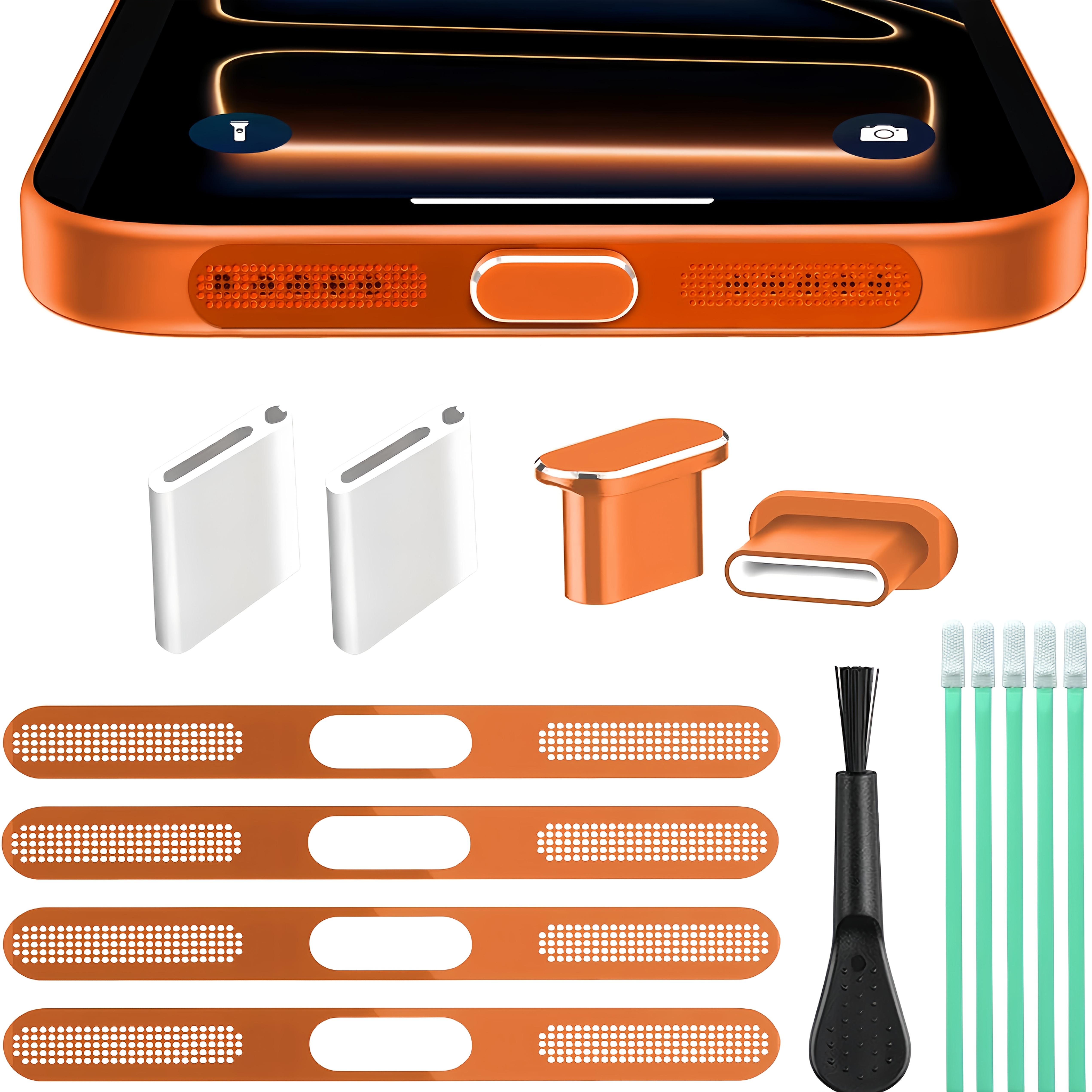 14pcs/set Phone Speaker Metal Dust Mesh, Typec Charging Port Dust Plug, Usb C Cleaning Brush Cleaning Tool Set For Iphone 17/16/15 Series