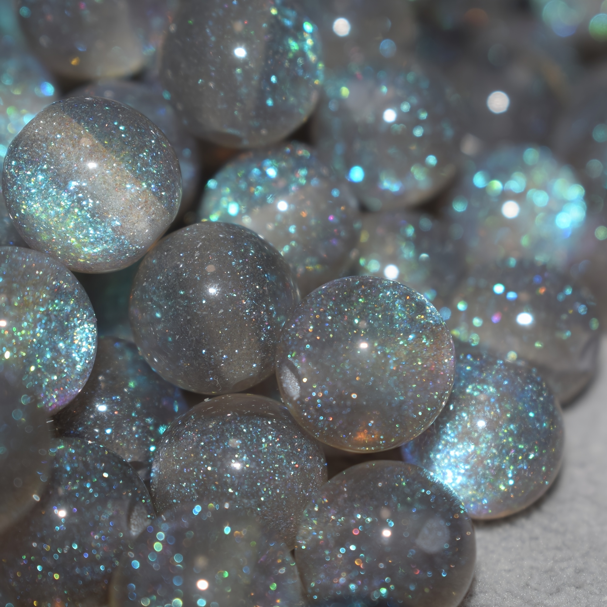 30pcs 12mm Grey Sparkle Glitter Loose Beads Bracelet Jewelry Making Accessories Round Bead