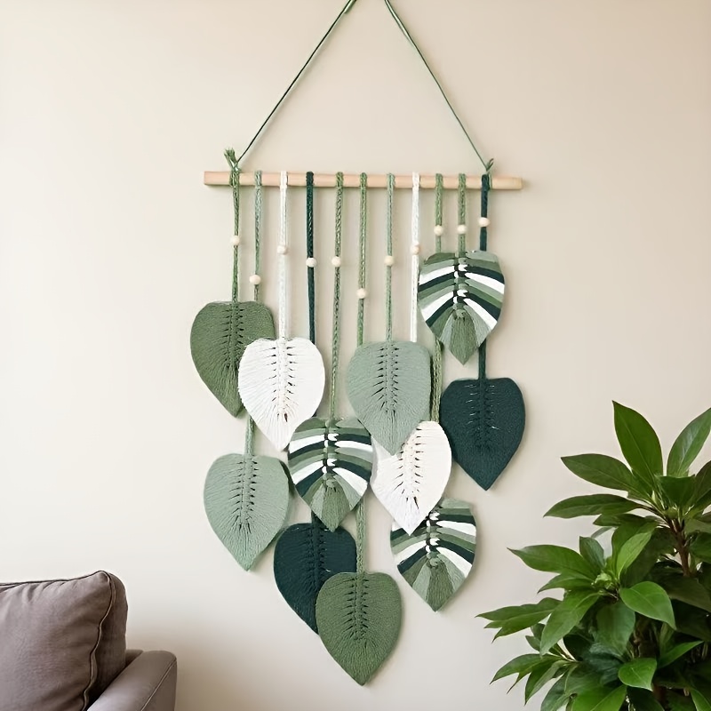 E-shop Kreativer Hand-Blatt-Wandteppich zum Aufhängen, Wandbehang im Bohemian-Stil, Heim-Wanddekor, farbenfrohe Wohnzimmerdekoration, Raum-Anhänger,