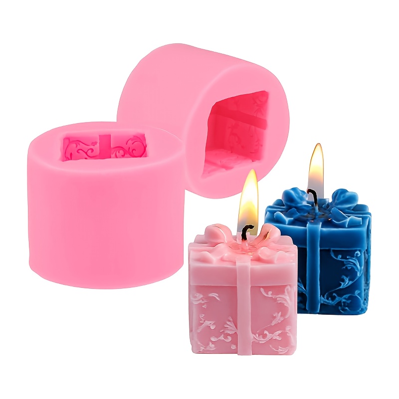 TEMU 2 Pezzi Stampi per Candele, Stampi in Silicone 3D a Forma di Scatola Regalo Fai da Te per Decorazioni Natalizie, Artigianato e Regali per Feste