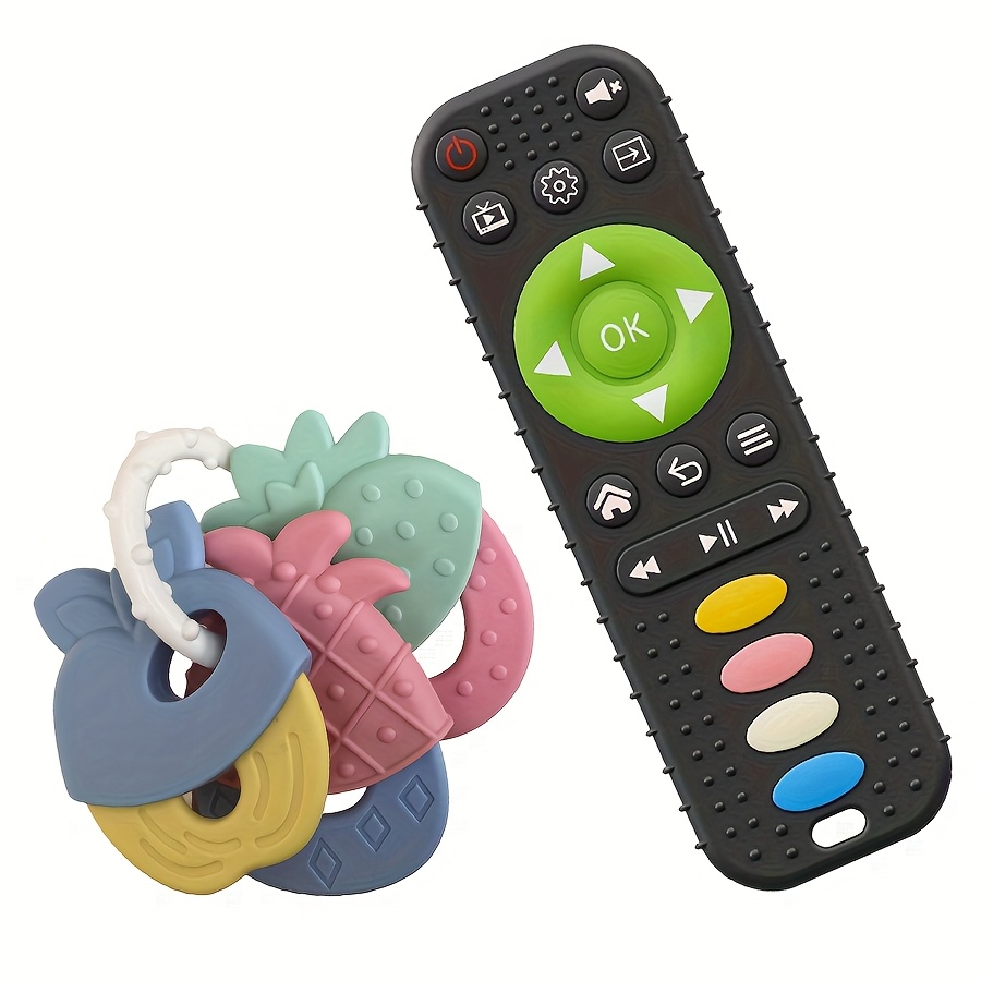 TEMU Silicone Teething Toys For Babies 0-6 Months, Teethers For Babies 6-12 Months, Remote Teether For Baby, Sensory Toys For Babies, Baby Chew Toys