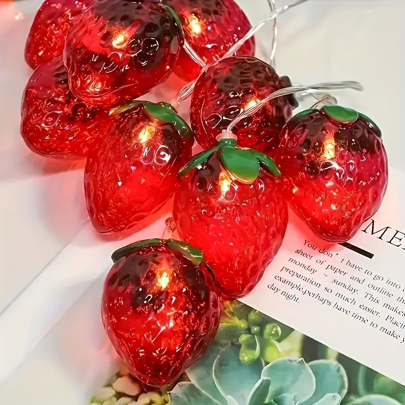 

1 ensemble de guirlande lumineuse de fruits fraises de 59,06 pouces, alimentée par piles 10LED, pour la Saint-Valentin, Noël, An, décoration de fête pour salle, cour, jardin, ne pas les piles