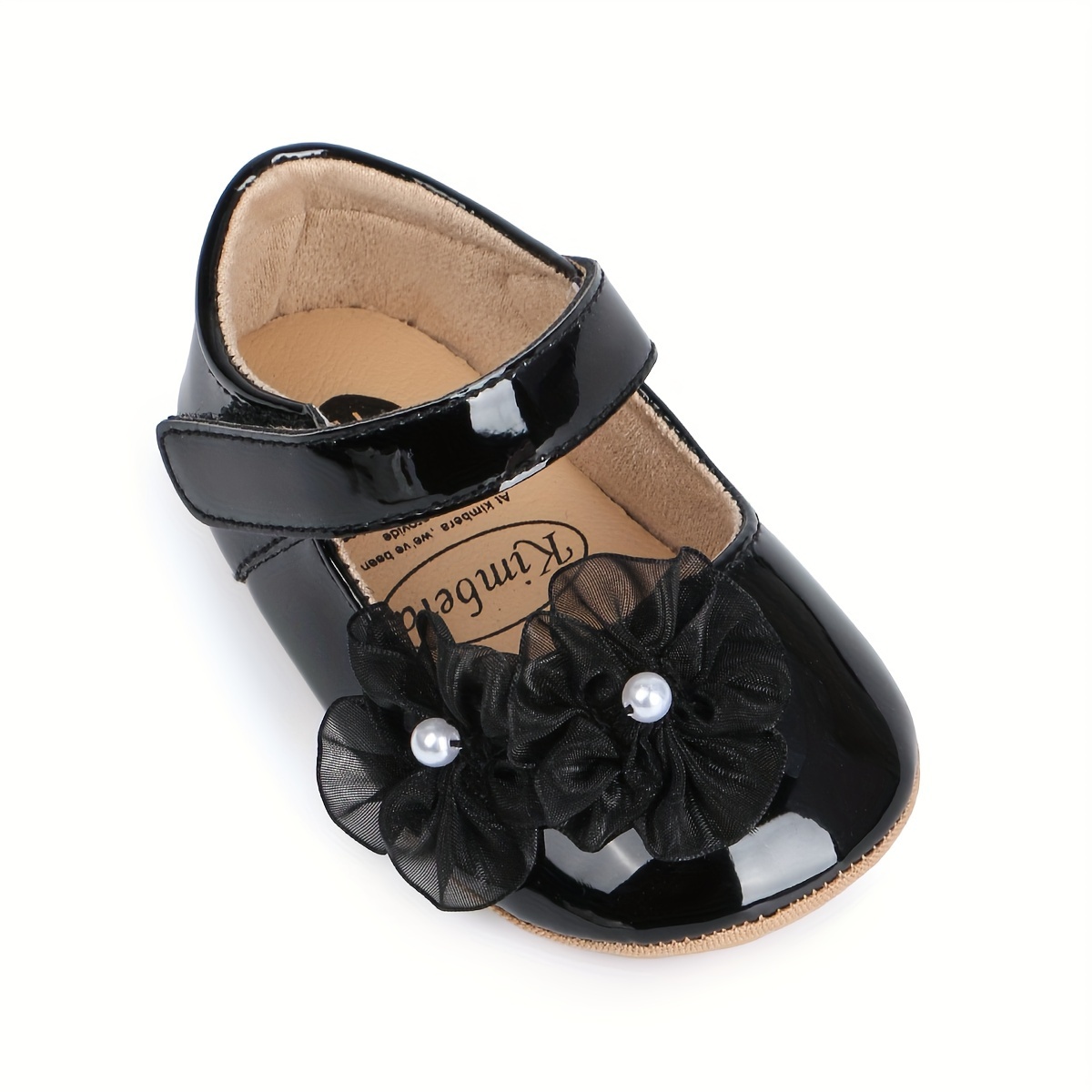 Baby Girls Soft Princess Dress Flats Shoes Infant Wedding Pearl Flower Decoration Mary Jane First Walker Newborn Shoe Baptism Shoes