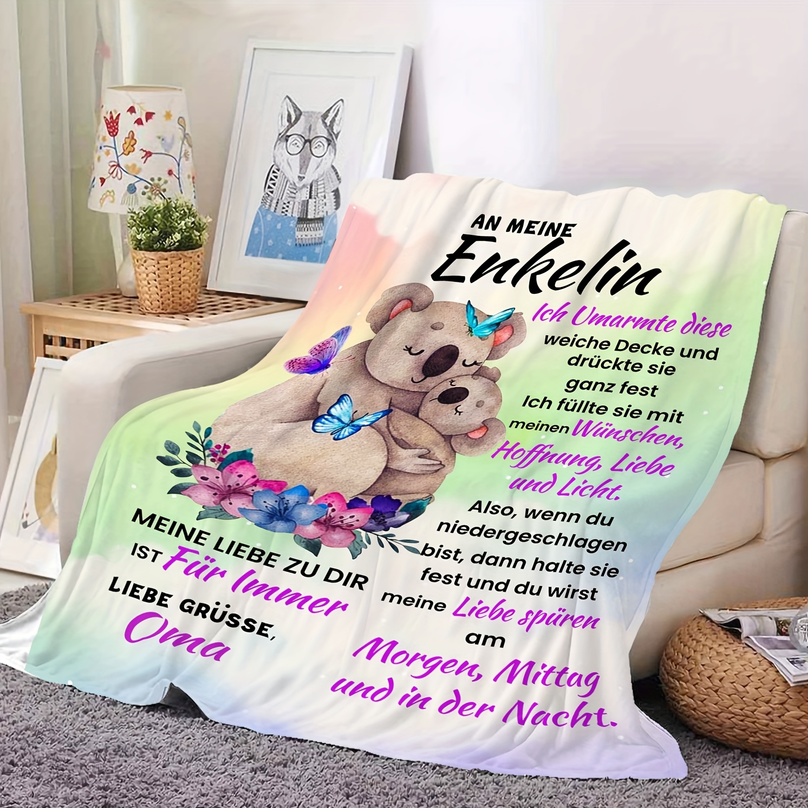 soft cozy envelope print blanket teddy bear Temu Ireland