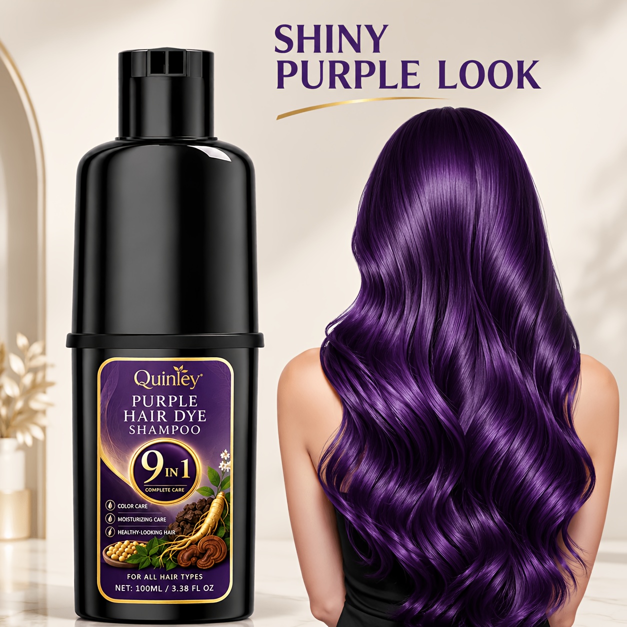 TEMU 3.38fl.oz, Hair Dye Shampoo (purple), Nourishes Hair, Leaving And Shiny. Colors And Locks In Hair Color, Making It Long-lasting And Vibrant,