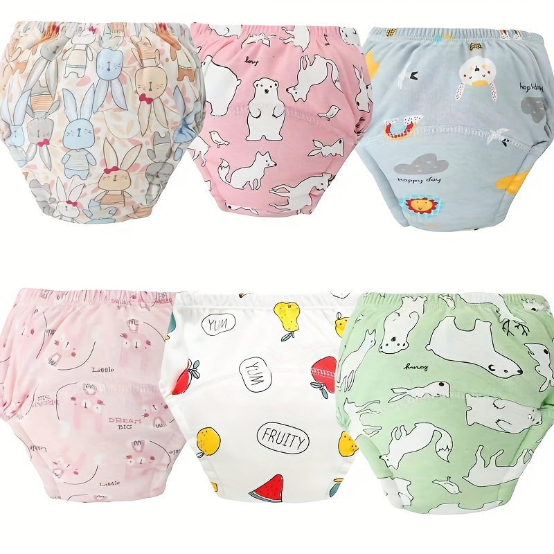 

6pcs Cotton Training Pants, Washable And Reusable Training Diapers, Christmas Halloween Thanksgiving Day Easter New Year Gift
