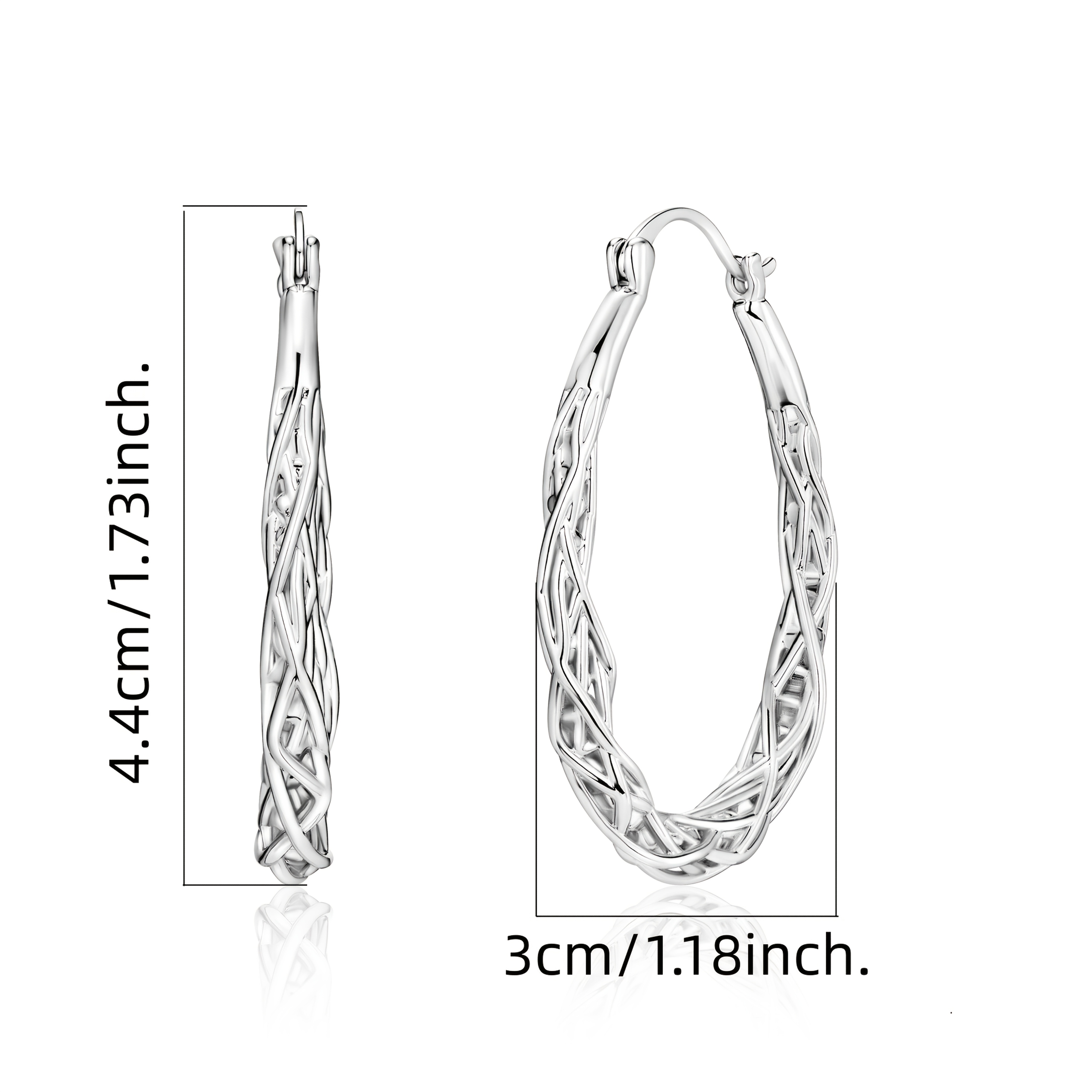 Image of 925 Silver Women's Woven Earrings High-end Luxury Women's Jewelry Elegant Sexy Fashion Trend Christmas Valentine's Day, Gift For Women Holiday New Year Birthday Gift With Exquisite Packaging Gift Box