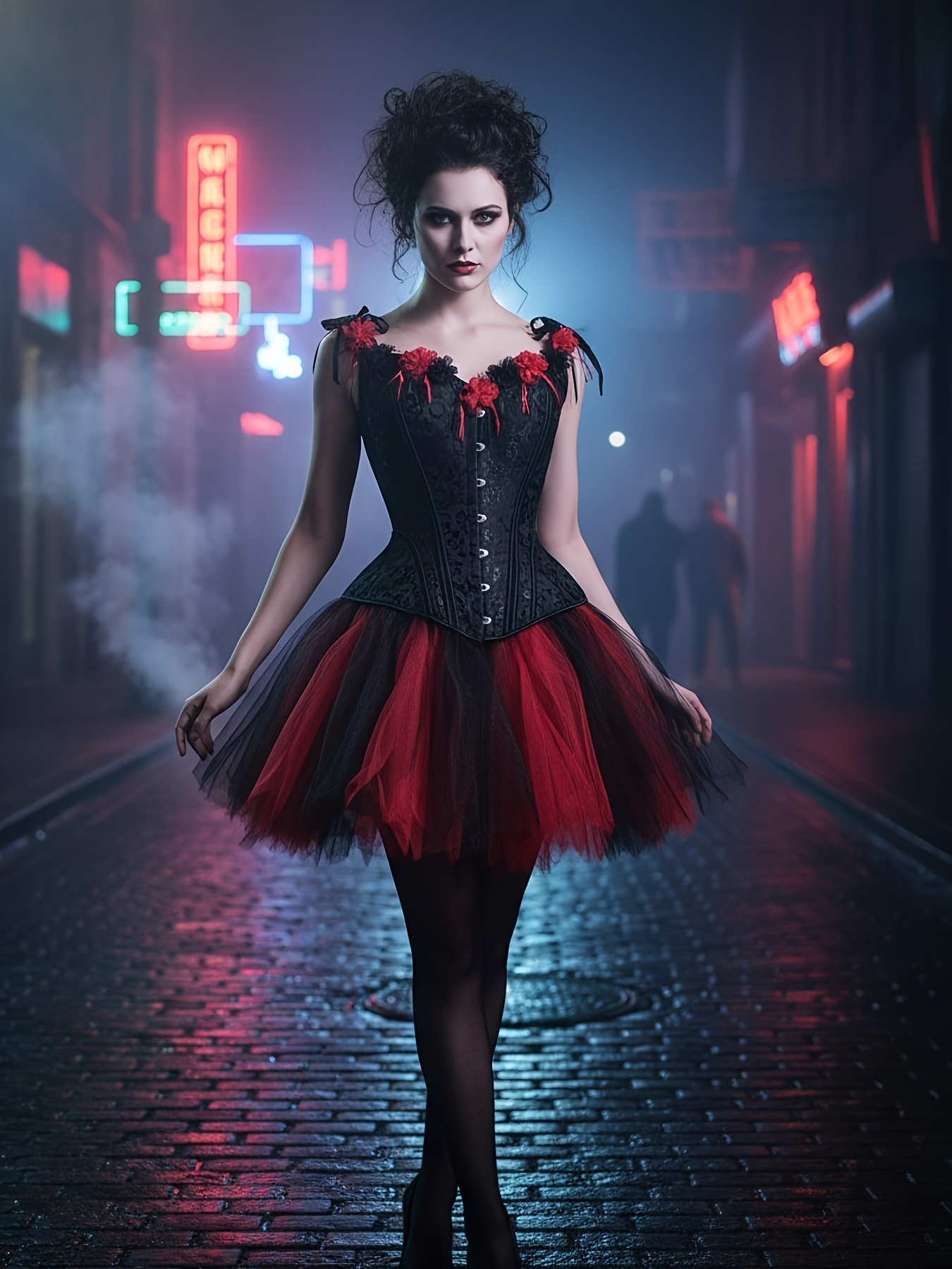 red and black corset tutu dress Black Gothic Red and Black Corset Tulle Wedding Dress With Beaded Cape and  Bodice, Burgundy and Black Alternative Bride Dress