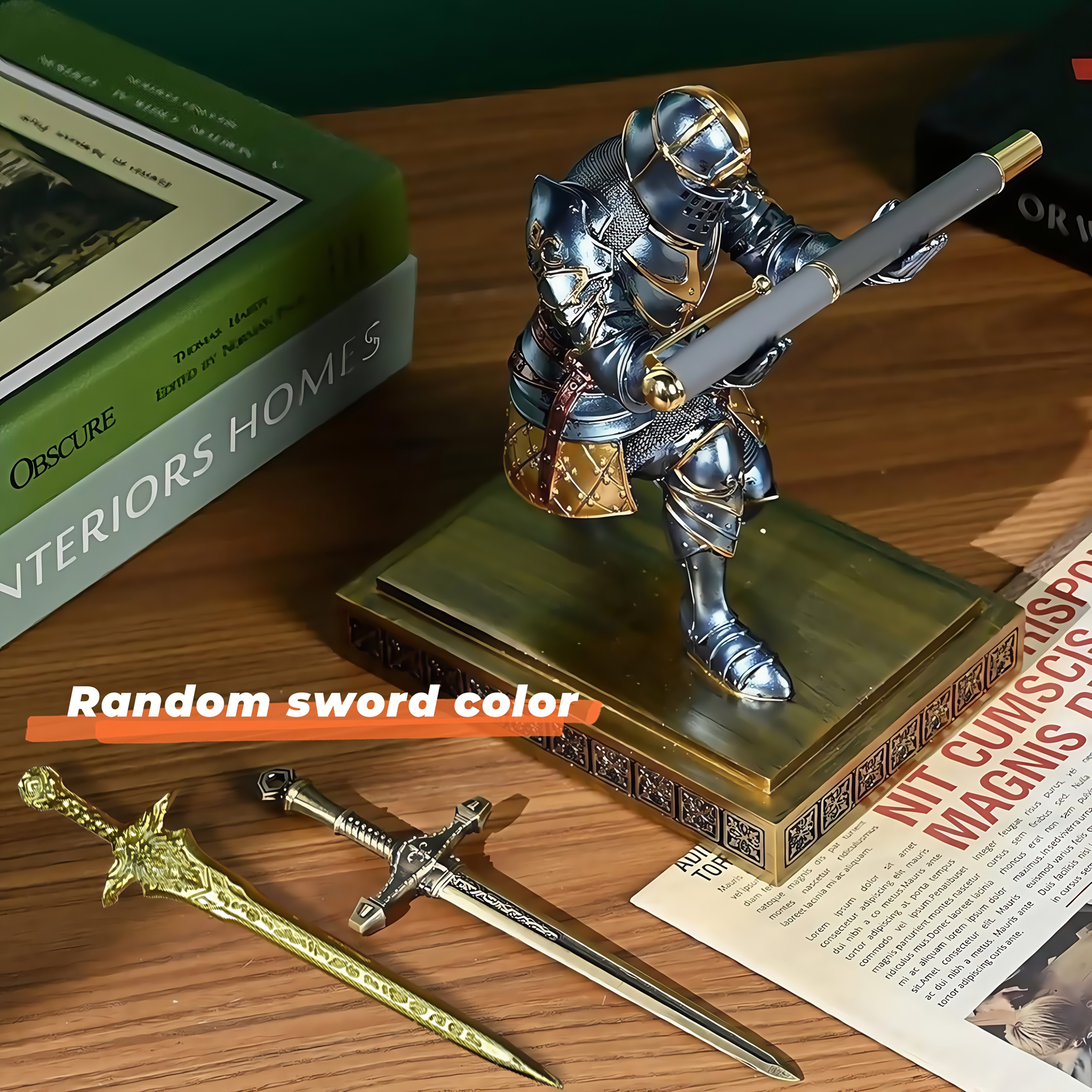 

1pc Knight Figurine, Resin Creative Decorative Statue, Multi-room Decor, Desk Accessory For Pens & Phones, Home Decor & Gift, Indoor & Outdoor Use, No Electricity Needed