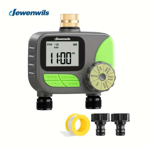 DEWENWILS 3-Zone Sprinkler Timer - Programmable Hose Faucet Timer With Rain Delay & ECO Mode