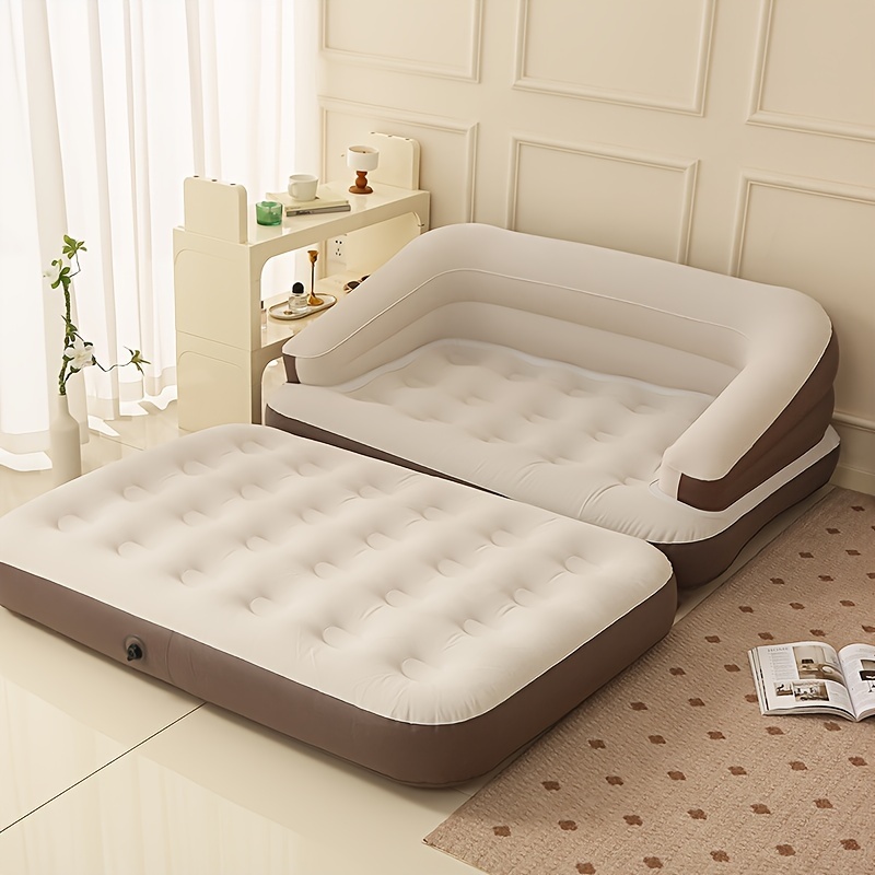 Versatile Queen Size Inflatable Sofa Bed Convertible Air Mattress for Home Camping Guests PVC Material