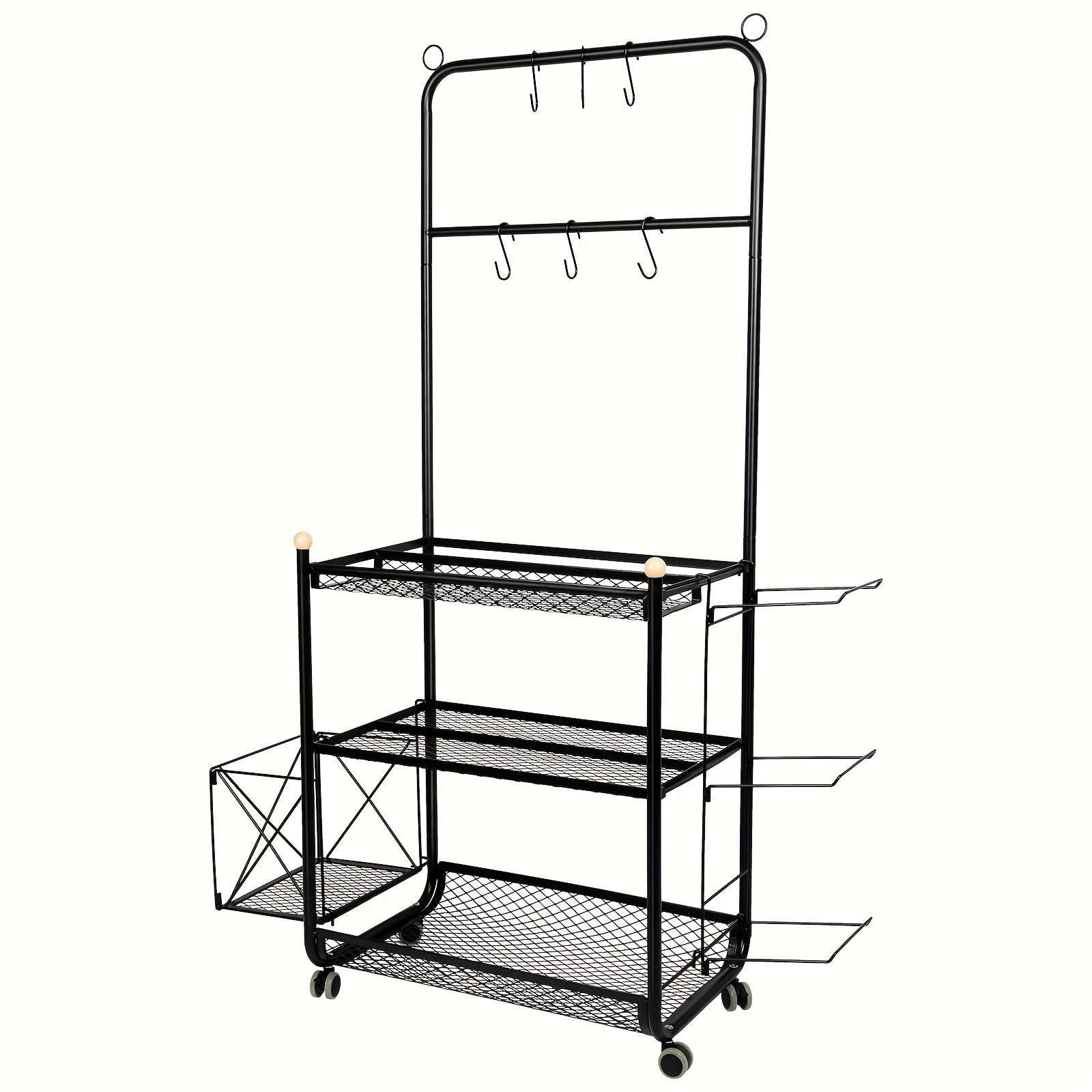 Image of Basketball Organizer, Storage Unit, Versatile Storage Solution, Ideal For Storing For , Dimensions: 94.5x38x149cm, Color: Black