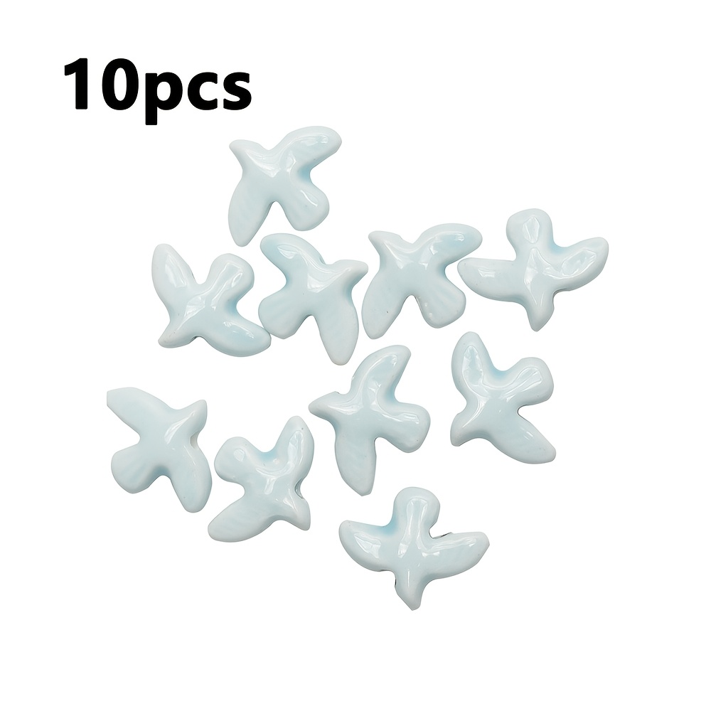 TEMU 10 piezas de cuentas de cerámica de azul de 1.7X1.4Cm, ideales para hacer pulseras, collares y dijes para teléfonos, tamaño del agujero